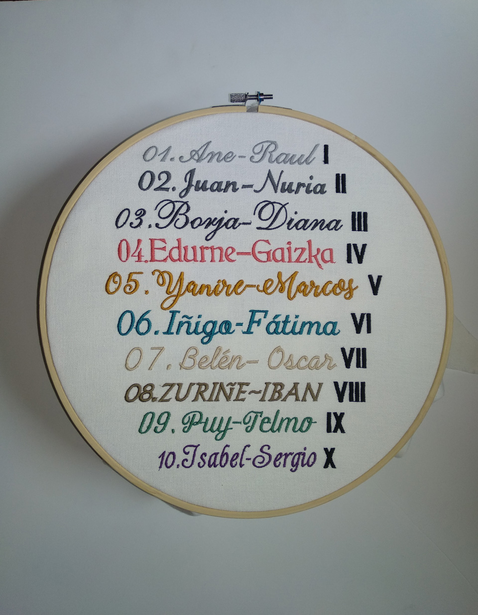 Bastidor muestrario de colores y fuentes de letras